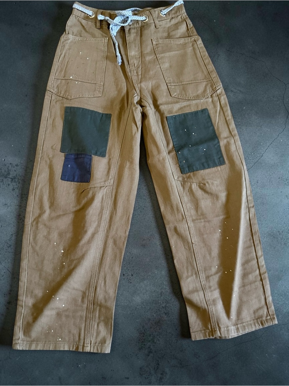 Women's Tan Cargo Utility Pants with Patch Pockets